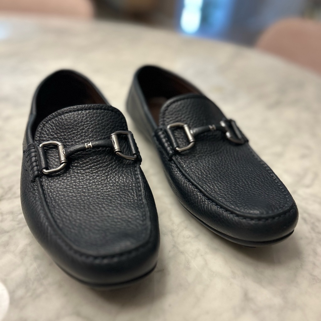 Ermenegildo Zegna Pebbled Sophisticated Black Leather Loafers